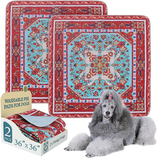 Homimp Washable Pee Pads for Dogs, 2 Pack Reusable Puppy Pads Waterproof, Absorbent and Leakproof Dog Pee Pads, Non Slip Puppy Training Pads, Pet Mat for Floor, Crate, Couch, Whelping,Brown, 36"x36"