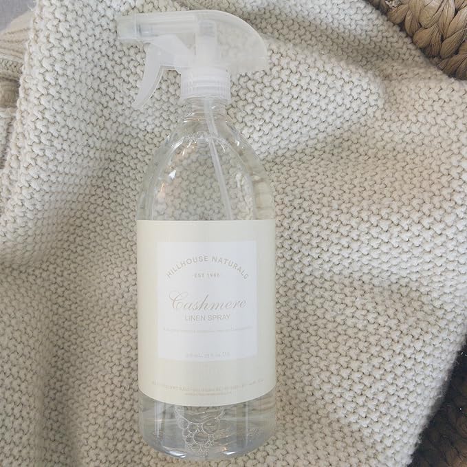 Hillhouse Naturals 1 liter Cashmere linen mist,Aromatherapy Spray for Relaxation and Sleep. With scents of roses, magnolia and sampaguita. Made in the USA