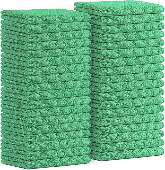 Avalon Towels Microfiber Cleaning Cloths (Value Pack of 36) Size 16" x 16", Highly Absorbent, Lint Free, Reusable, Green