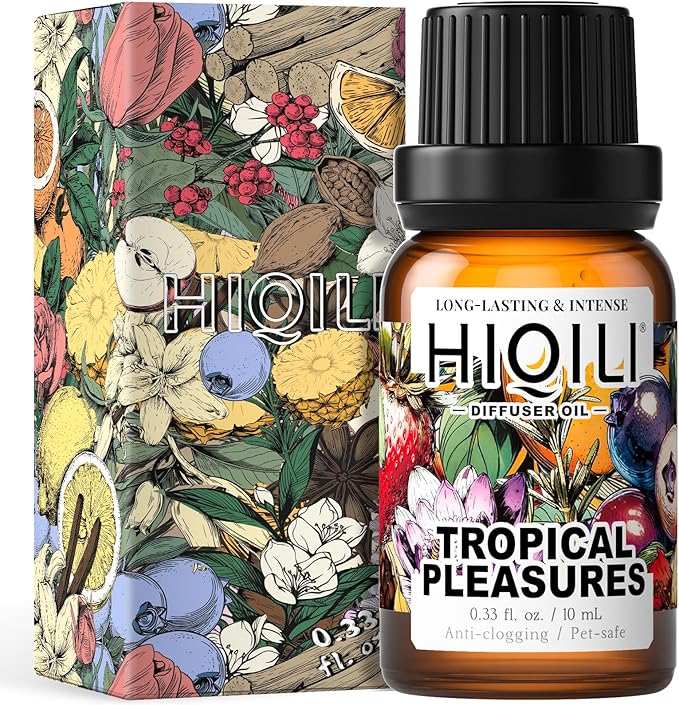 HIQILI Diffuser Oil for Humidifier & Reed Diffusers, Suitable for Home and Other Scenarios, Long Lasting Scent - Tropical Pleasures, 0.34 Fl Oz