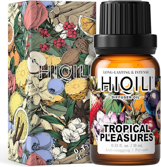 HIQILI Diffuser Oil for Humidifier & Reed Diffusers, Suitable for Home and Other Scenarios, Long Lasting Scent - Tropical Pleasures, 0.34 Fl Oz