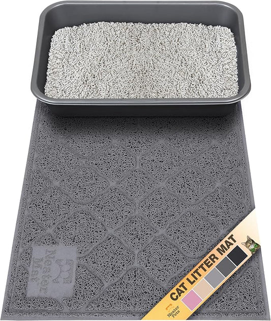 Neater Pets Neater Mat Cat Litter Rug, Thick & Durable Cat Mat for Litter Box, Trapper Pad Catches Mess to Protect Indoor Floors, Soft on Kitty Paws, Anti-Skid Grip Backing, Easy to Clean, Charcoal
