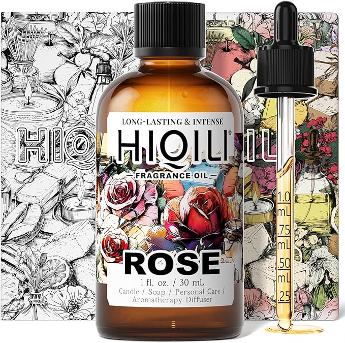 HIQILI Rose Fragrance Oil for Candle & Soap Making, Essential Oil for Diffuser, Floral Scents, Add to Laundry Dryer Balls - 1 Fl Oz