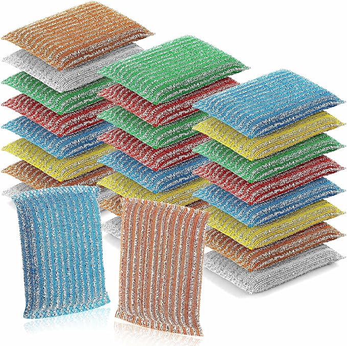 Honeydak 24 Pack Non Scratch Scrubbing Sponges Dish Pads for Washing Dishes 6 Color Kitchen Washing Scrubbing Sponges for Hard Surface Tools Dishes, Pans, Pots, Microwaves, Ovens, Shoes