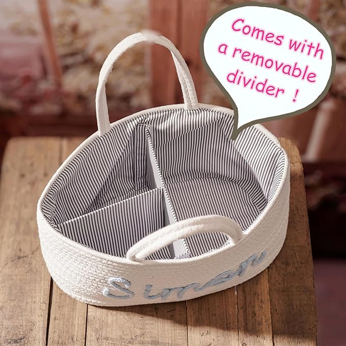 Personalized Baby Diaper Caddy Organizer with Name, Baby Show Gift Basket, Newborn Baby Storage Bags, Stylish Nursery Storage Basket - Gift for Baby Shower (Style 4)