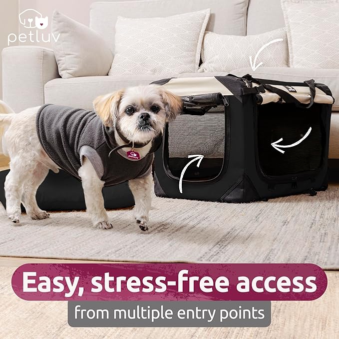 Soft-Sided Cat & Dog Pet Carrier, Large 24"x16"x16", Fits Large Cat, 2 Cats, or Medium Dog Comfortably, Great for Travel & Vet Visits, Privacy Windows, Removable Bed, Locking Zippers, Foldable