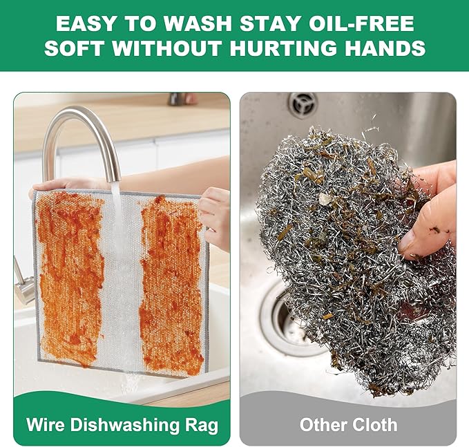 JOYMOOP Multipurpose Non-Scratch Silver Fiber Dishwashing Cloths, Reusable Cleaning Rags, Scrubbing Pads for Dishes, Glass, Stainless Steel - 5 Pack