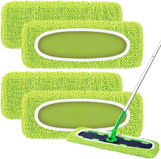 4 Pack Reusable X-Large Mop Pads Compatible with Swiffer Sweeper XL, Microfiber Chenille Washable Swiffer XL Mop Pads, Dry & Wet Sweeping Mopping Cloths XL
