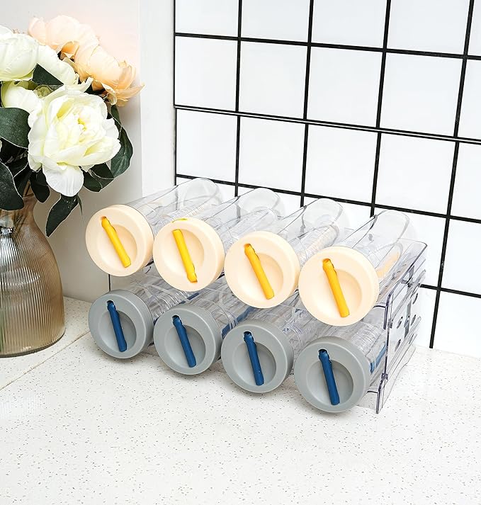 IEEK 2 Pack Stackable Wine and Water Bottle Holder Free-Standing Fridge Wine Bottle Organizers Clear Plastic Water Bottle Holder for Cabinet,Refrigerator,Pantry,Kitchen Countertops,Holds 8 Bottles