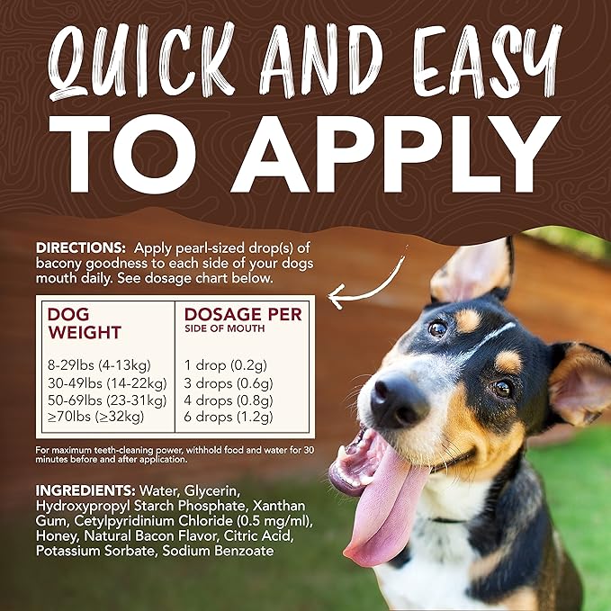 TropiClean Enticers Dog Teeth Cleaning Treat Gel | Smoked Bacon Flavored Dog Toothpaste Alternative| 2 oz