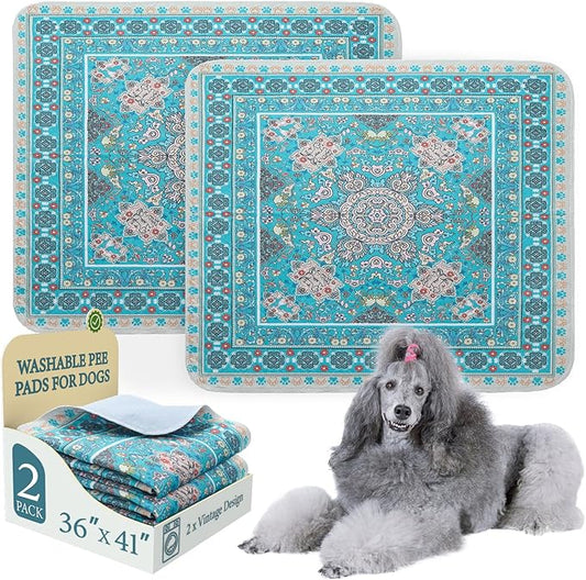 Homimp Washable Pee Pads for Dogs, 2 Pack Reusable Puppy Pads Waterproof, Absorbent and Leakproof Dog Pee Pads, Non Slip Puppy Training Pads, Pet Mat for Floor, Crate, Couch, Whelping,Blue 36"x41"