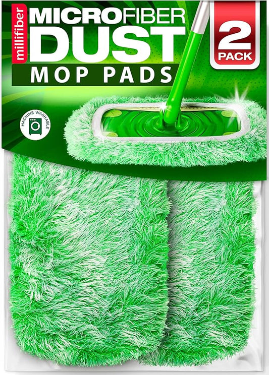 Heavy Duty Duster Refills for Swiffer Sweeper Mop (2 Pack) - Reusable Dry Sweeping Pads (Mop is Not Included)