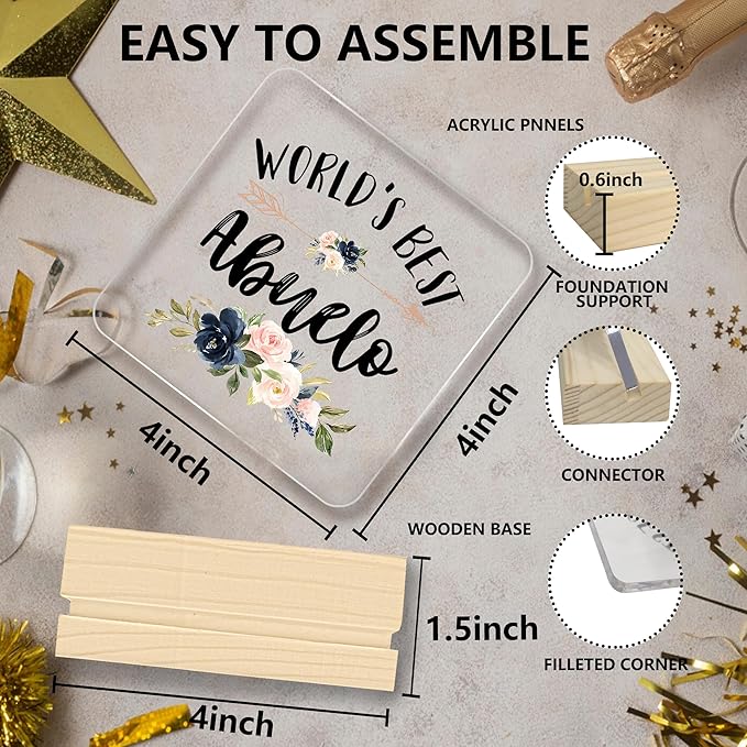 Abuelo Gifts, Gifts for Abuelo, World's Best Abuelo Acrylic Plaque, Best Grandpa Gifts, Grandpa Gifts from Grandkids, Gifts for Grandpa Acrylic Sign Desk Table Shelf Decor