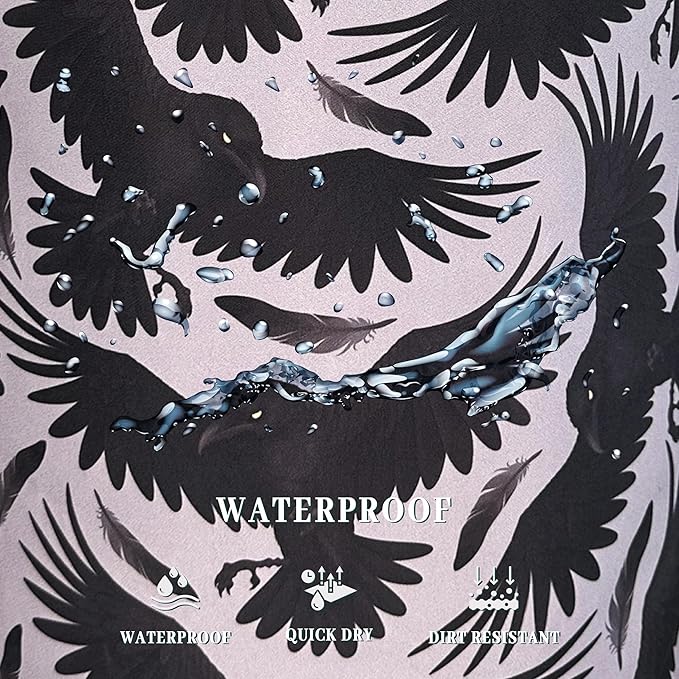 Black Birds With Feathers Laundry Hamper With Handles Foldable Oxford Cloth Goth Style Tote Bag Funny Laundry Basket Clothes Toy Storage Bucket 18.9"x16.5" For Bathroom/Laundry/Bedroom