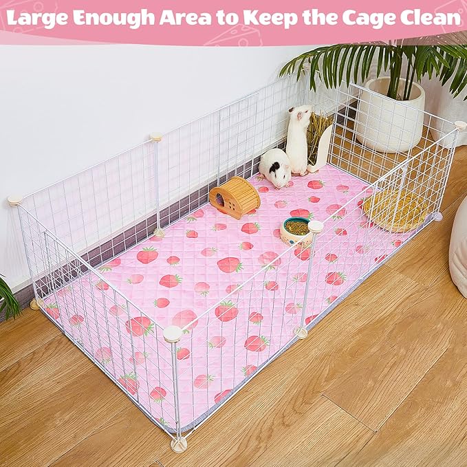 2 Pack Guinea Pig Bedding, Washable Guinea Pig Cage Liner Reusable Guinea Pig Mat Waterproof Guinea Pig Bedding for Cage, Super Absorbant Guinea Pig Pee Pads for Small Animals Hamster Rabbit Squirrel