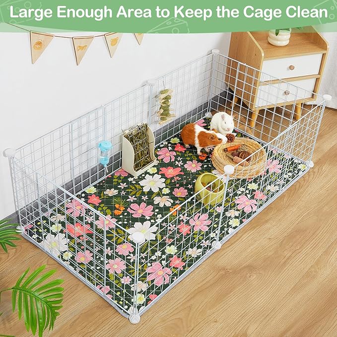 2 Pack Guinea Pig Bedding, Washable Guinea Pig Cage Liner Reusable Guinea Pig Mat Waterproof Guinea Pig Bedding for Cage, Super Absorbant Guinea Pig Pee Pads for Small Animals Hamster Rabbit Squirrel