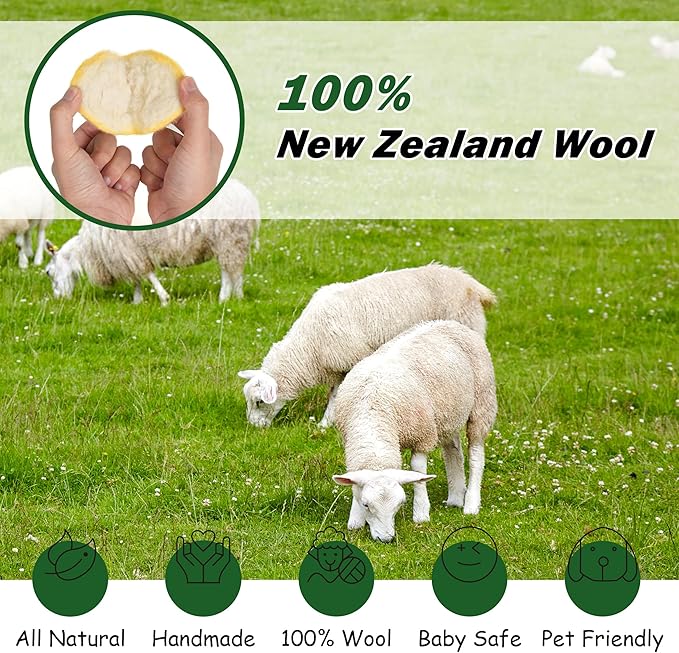 Wool Dryer Balls XL Size 6 Pack - Fun Dryer Balls with Ball Patterns Cute Dryer Balls Laundry Reusable Anti Static Handmade New Zealand Wool Balls (Ball Patterns with Primitive Color)