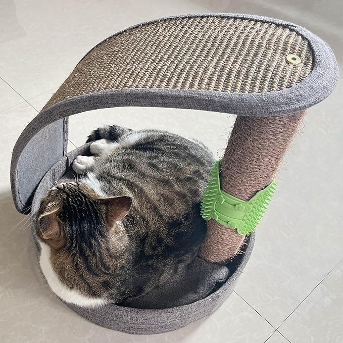 Cat Self Groomer Brush Adjustable Corner Cat Face Itch Scratching Brush Table Leg Silicone Self Massage Comb for Indoor Long and Short Haired Kitten Cats - 2 Pack (Green)