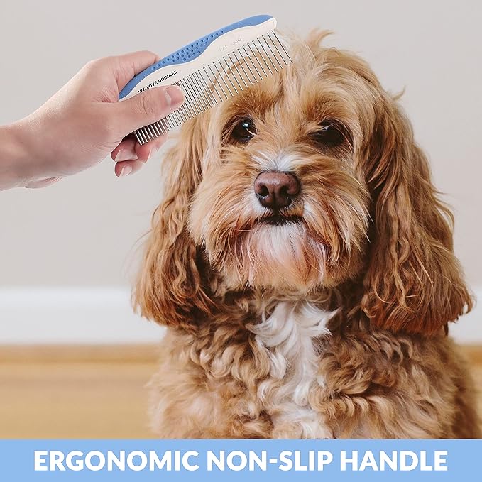 We Love Doodles Dog Eye Wipes & Metal Dog Comb Bundle - Pre-Soaked Eye Wipes for Dogs, Tear Stain Remover for Dogs, Pet Eye Wipes, Dog Eye Cleaner, Dematting Comb for Dogs, Dematting Comb for Dogs