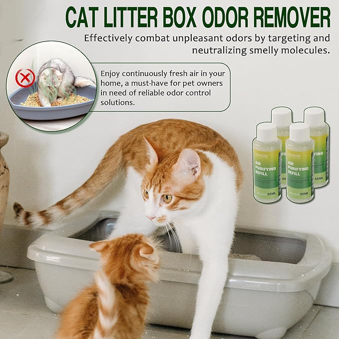 (4 Bottles, Fresh Lotus) Cat Litter Deodorizer Compatible with PETKIT PuraX PuraMax Self-Cleaning Cat Litter Box Deodorizer Replaced Odor Removers Refills