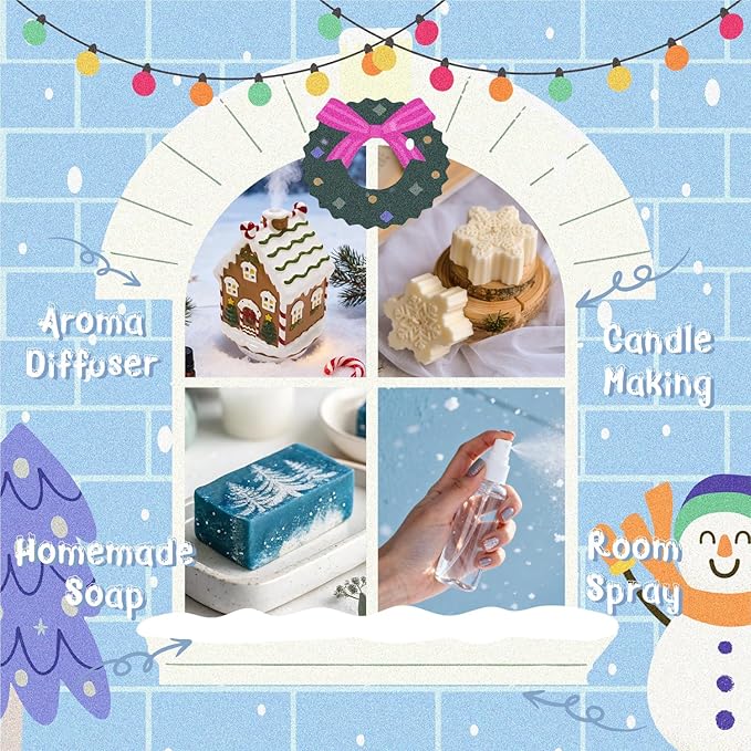 Winter Essential Oils Set, ARVIDSSON Holiday Fragrance Oil for Diffuser, Cinnamon, Christmas Wreath, Apple Cider, Gingerbread, Cranberry, Winter Mint Scented Oils for Home