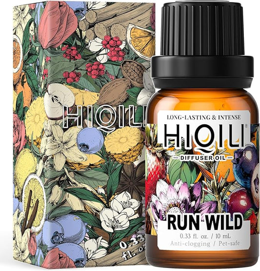 HIQILI Diffuser Oil for Humidifier & Reed Diffusers, Suitable for Home and Other Scenarios, Long Lasting Scent - Run Wild, 0.34 Fl Oz