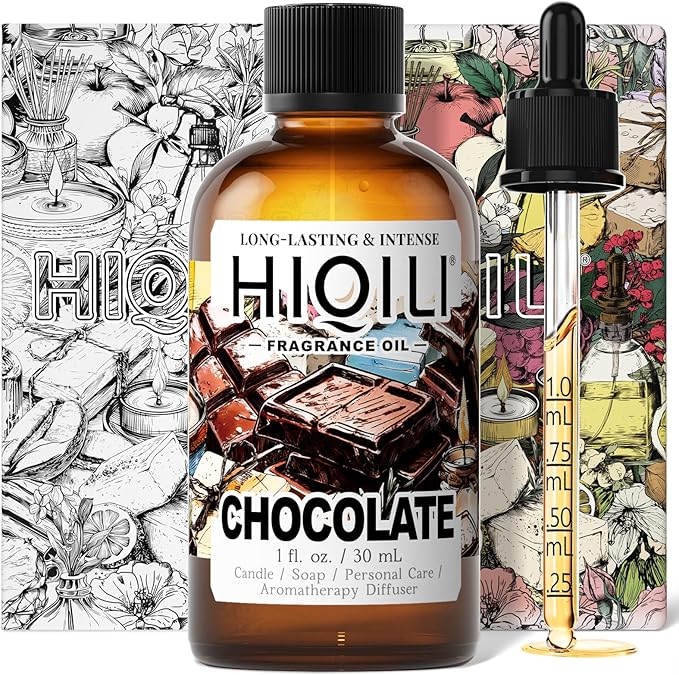 HIQILI Chocolate Fragrance Oil for DIY Candle, Soap & Bath Salts Making, Long Lasting Scents for Home Essential Oil Diffuser - 1 Fl Oz
