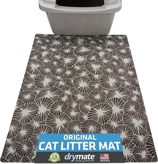 Drymate Original Cat Litter Mat, Contains Mess from Box, Protects Floors, Urine-Proof, Machine Washable, Soft on Kitty Paws, Absorbent, Waterproof (USA Made, Recycled Content) (20”x28”)(Kahopo Grey)