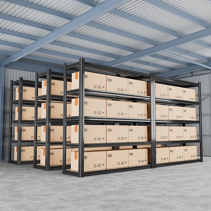 48.2" W Garage Shelving 3000LBS Storage Shelves Heavy Duty Garage Storage Shelves Adjustable 5 Tier Metal Shelves for Storage Industrial Heavy Duty Shelving Utility Shelf 24.2"Dx48.2"Wx 72.2"H