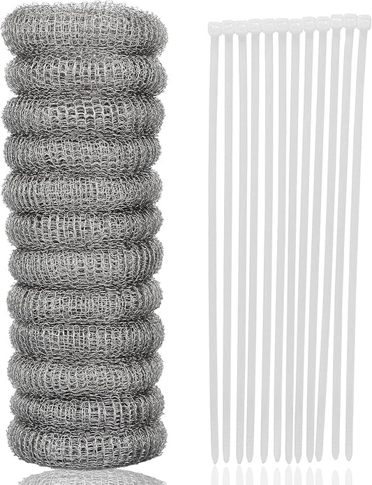 12 PCS Lint Traps Febwind Lint Catcher for Washing Machine Stainless Steel Washing Machine Lint Snare Trap Washer Hose Lint Traps Laundry Mesh Washer Filter with 12 PCS Cable Ties