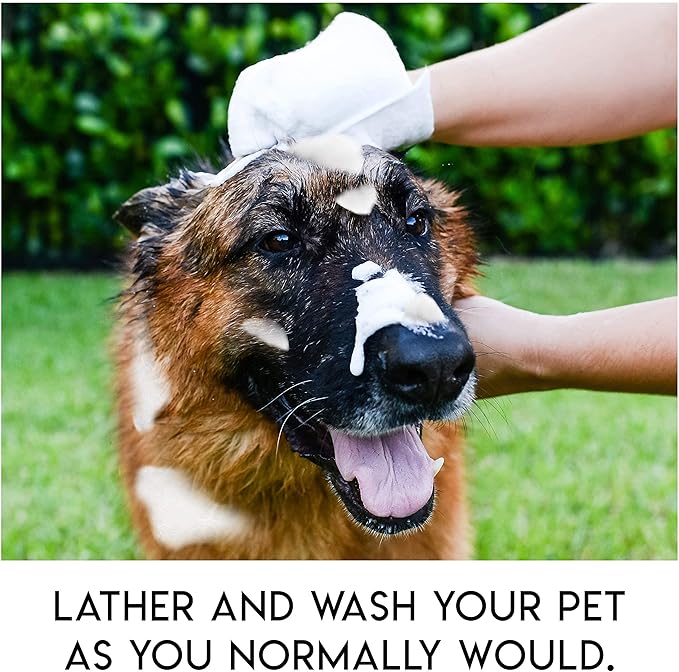 Wipes | Rinse Free Shampoo Mittens | Dogs & Cats | Bath Wipes | Bathing & Washing Pets, Hypoallergenic | No Rinse Wash Mitt | Grooming | Lather Wipe Dry