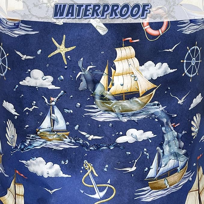 Funny Laundry Basket Foldable Nautical Laundry Hamper With Handle Oxford Cloth Portable Clothes Storage Organizer Basket 18.9"x16.5" Laundry Bag For Laundry Room/Bedroom/Bathrooms