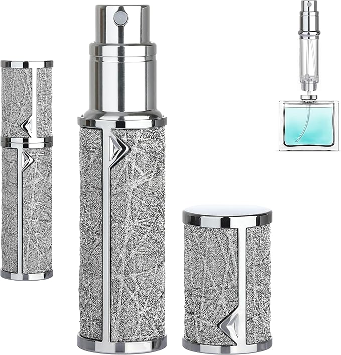 Refillable Travel Perfume Atomizer Bottle - 5ml Luxury Pocket Perfume Dispenser Pump, Travel Perfume Atomiser, Cologne Dispenser, Portable Size Sprayer Bottle for Traveling (Gray)