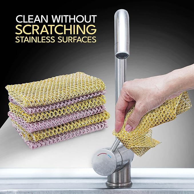Heavy Duty Dish Scrubbers - Non Scratch Scouring Pads - Odorless and Long Lasting - Replace Sponges for Dish Washing, Scrubbing & Scouring - Kitchen, Floor and Bathroom Usage - Made in Korea (24 Pcs)