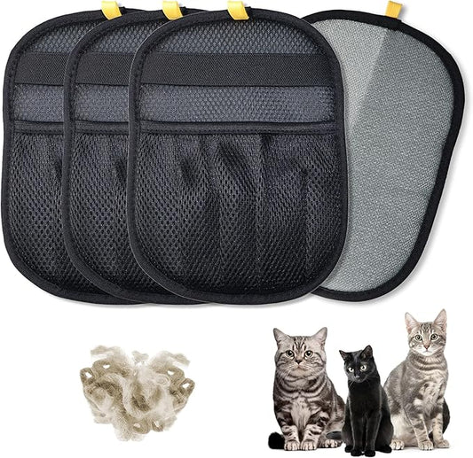 4PCS Pet Hair Removal Glove for Cats, Upgraded Five-Finger Electrostatic Pet Hair Remover Glove, Reusable Magic Brush Pet Hair Removal Tool for Laundry, Couch, Carpet & Car Seat