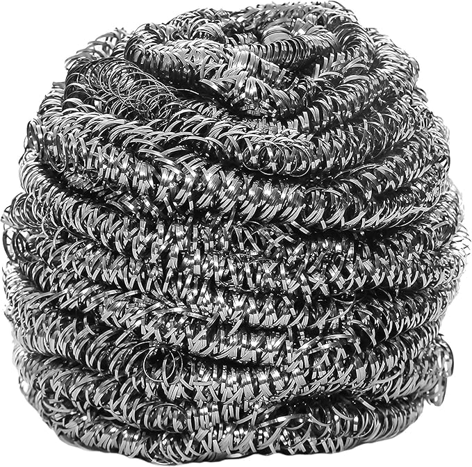 12 Count | KingSeal Stainless Steel Scrubbers, Scrub Pads, Heavy Duty, 50 gram Weight, Individually Wrapped - 1 Pack of 12