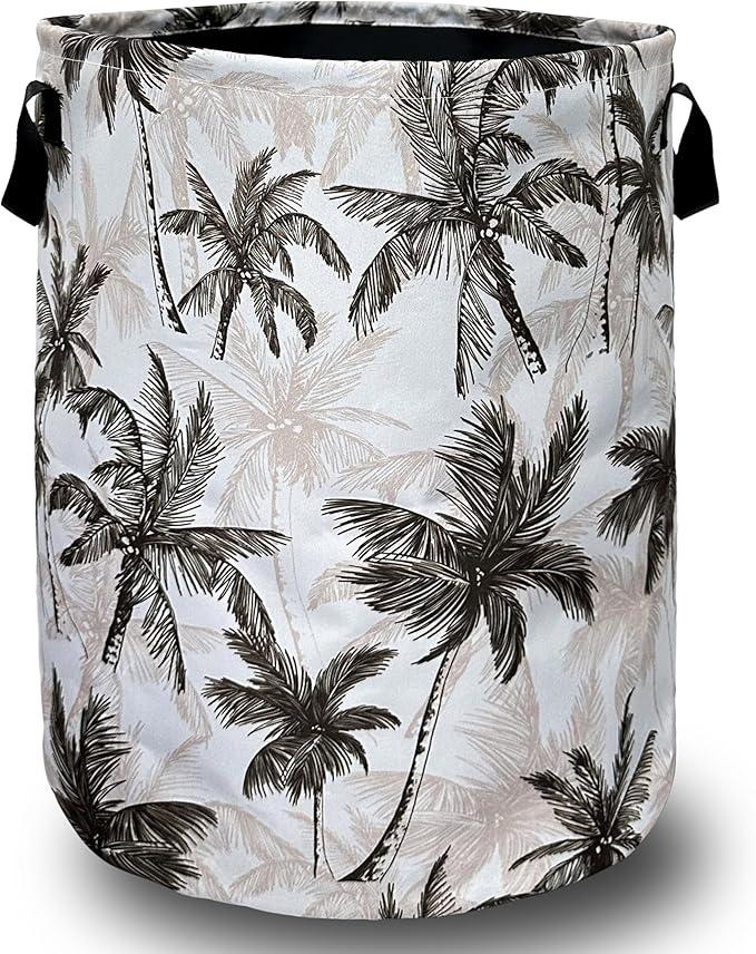 Vintage Tropical Palm Trees Laundry Basket Foldable With Handles Tote Bag Oxford Cloth Colorful Laundry Hamper 18.9"x1 6.5 "Clothe Storage Bucket Toy Organizer For Bathroom/Laundry/Bedroom
