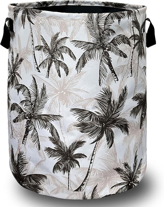 Vintage Tropical Palm Trees Laundry Basket Foldable With Handles Tote Bag Oxford Cloth Colorful Laundry Hamper 18.9"x1 6.5 "Clothe Storage Bucket Toy Organizer For Bathroom/Laundry/Bedroom