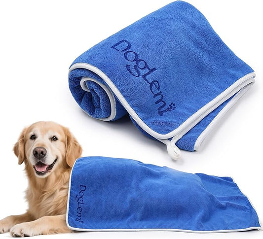 Dog Towels for Drying Dogs Super Absorbent Microfiber Pet Grooming Towel for Dogs, Cats and Other Pets, Machine Washable (40 x 26 Inches, Coral Velvet Blue)