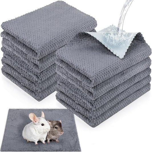 Vitalcozy 10 Pcs Guinea Pig Cage Liners Washable Rat Bedding for Guinea Pigs Controlling Absorbent Waterproof Pee Pads Blanket for Rabbits Hamster Small Animals Chinchilla(12 x 12 Inch,Gray)