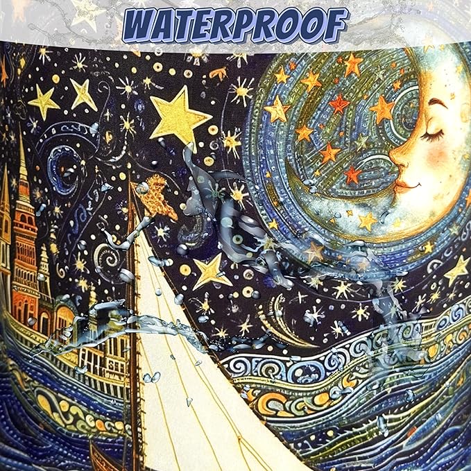 Watercolor Starry Sky Laundry Hamper Oxford Cloth Colorful Moon Laundry Basket With Handle Portable Clothes Storage Basket Foldable Laundry Bag 18.9"x16.5" For Laundry Room/Bedroom/Bathroom