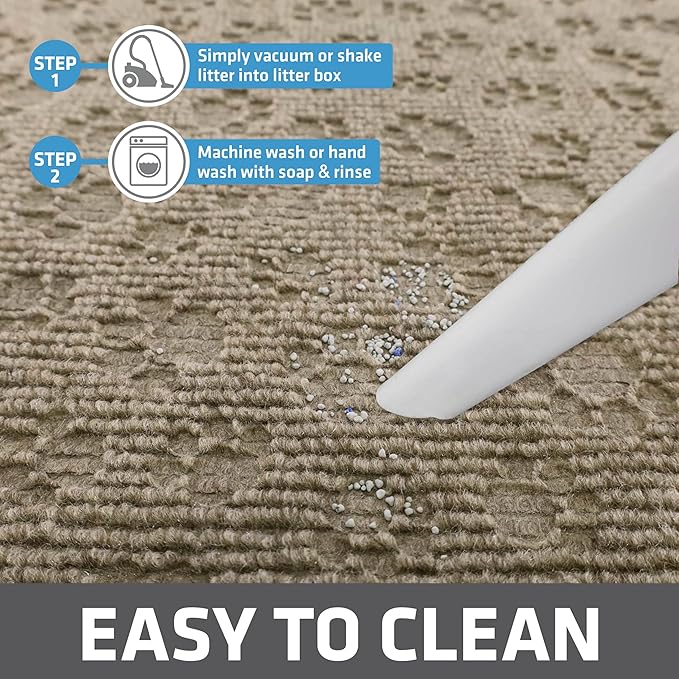 Drymate Premium Cat Litter Trapping Mat (Debossed Paw), Traps Mess from Box, Protects Floors, Urine-Proof, Machine Washable, Soft on Kitty Paws, Absorbent, Waterproof (USA Made, Recycled Content)