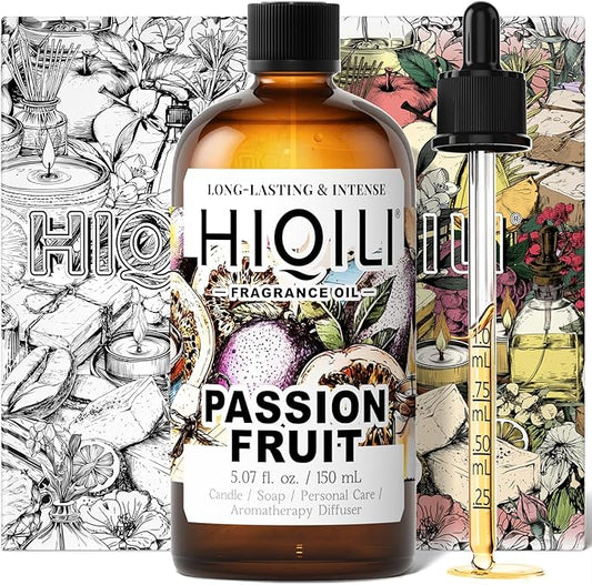 HIQILI Passion Fruit Fragrance Oil for Home Diffuser, Oil Burner, Great for Soap, Candle & Perfume Making, Add to Body Lotion - 5.07 Fl Oz