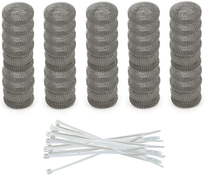 Washing Machine Lint Trap – Stainless Steel Hose Filter, Mesh Drain Catcher, Washer Sock Lint Remover, Rust-Free Snare Laundry Filter with Nylon Cable Ties, 29cmx6.5cm – 50-Pack