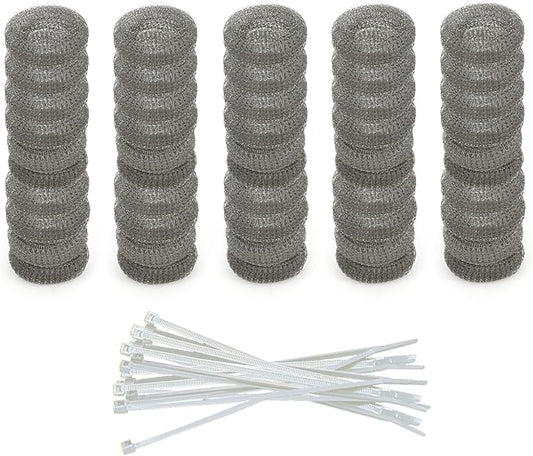 Washing Machine Lint Trap – Stainless Steel Hose Filter, Mesh Drain Catcher, Washer Sock Lint Remover, Rust-Free Snare Laundry Filter with Nylon Cable Ties, 29cmx6.5cm – 50-Pack