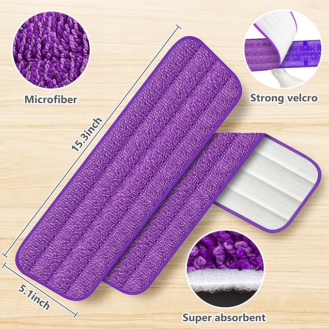 18 Pack Reusable Mop Pads Compatible with Swiffer PowerMop, Wood Floor Pads Microfiber Mop Replacement Refills Machine Washable for All Floor Surfaces