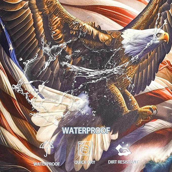 American Flag Bald Eagle Laundry Basket Foldable Oxford Cloth Funny Tote Bag Laundry Hamper Clothes Storage Bucket Toy Organizer For Bathroom/Laundry Storage/Bedroom 18.9x16.5 Inch