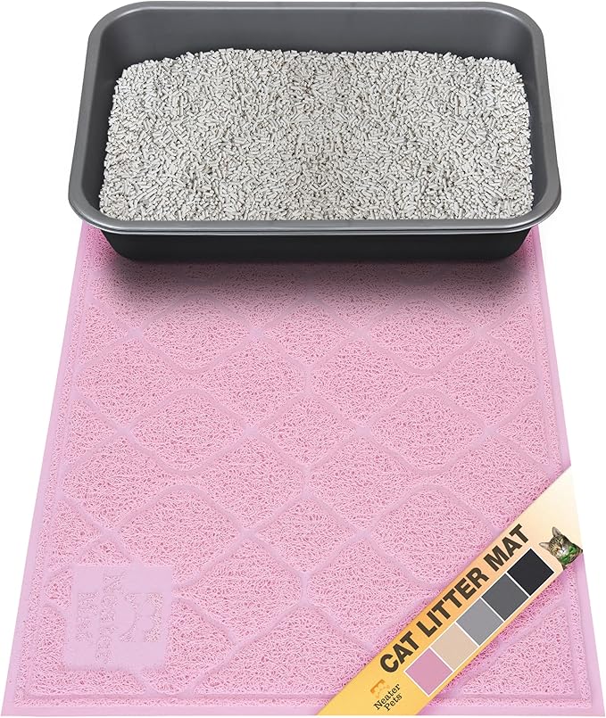 Neater Pets Neater Mat Cat Litter Rug, Thick & Durable Cat Mat for Litter Box, Trapper Pad Catches Mess to Protect Indoor Floors, Soft on Kitty Paws, Anti-Skid Grip Backing, Easy to Clean, Pink