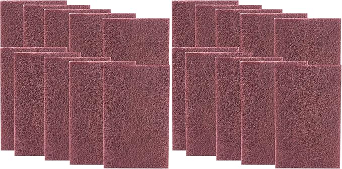 Heavy Duty XL Red Scouring Pads. 6x9 in 20 Pack of Scrubber Tools for Cleaning Stainless Steel Pots, Pans, Grills and Griddles. Extra Large Pad for Outdoor Use on Railings and Tiles.