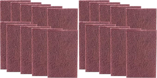 Heavy Duty XL Red Scouring Pads. 6x9 in 20 Pack of Scrubber Tools for Cleaning Stainless Steel Pots, Pans, Grills and Griddles. Extra Large Pad for Outdoor Use on Railings and Tiles.